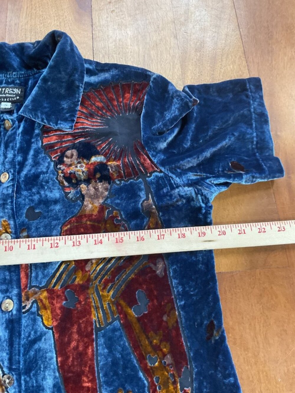 Citron Vintage Santa Monica Collection Geisha Shirt Rare Velvet Women’s S Artsy - Picture 8 of 11